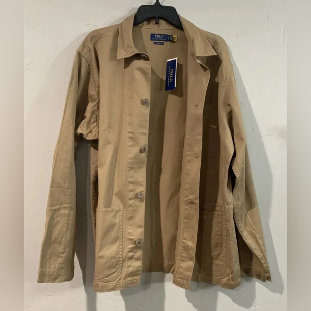 POLO Ralph Lauren Men’s Twill Utility Overshirt Chore Jacket Tan Beige NWT - Picture 4 of 11